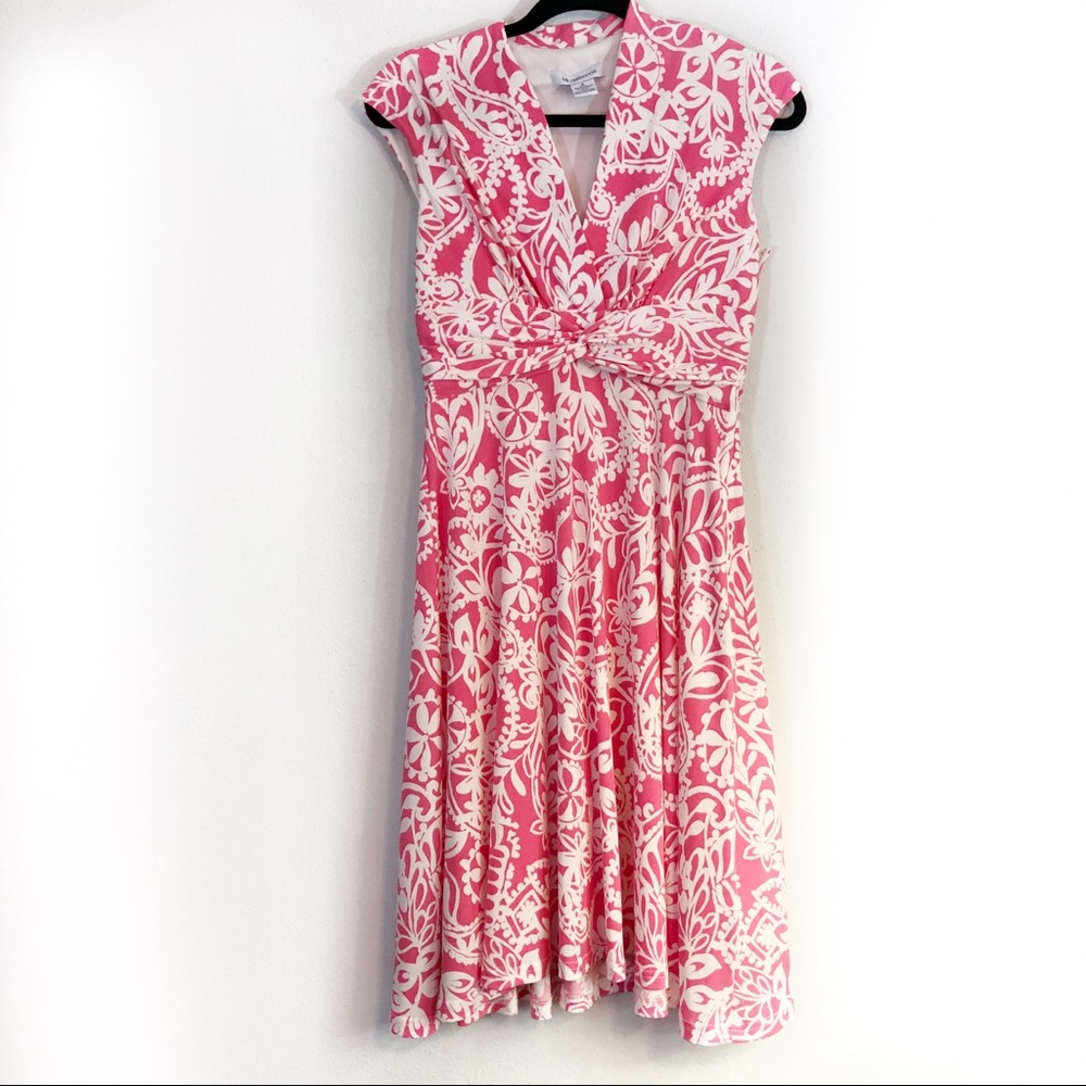Liz Claiborne dress pink white stretch Aline sz 6